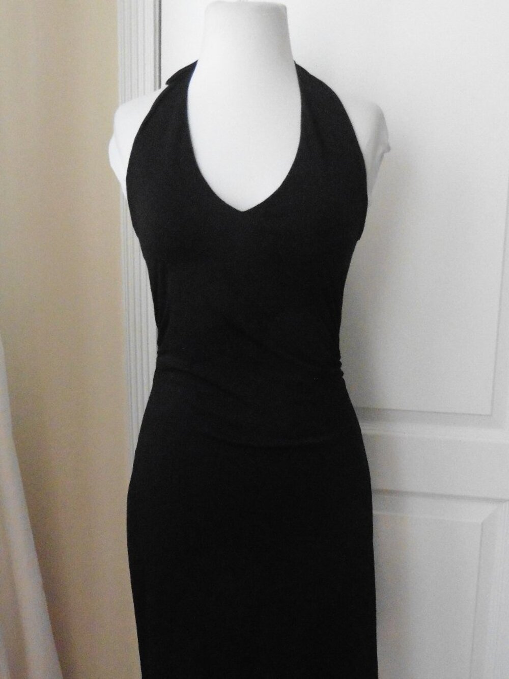 Windsor VTG Y2K 90's Black Halter Dress Asymmetrical Hem Snug Fit JRS M